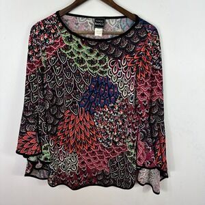 Coco Bianco‎ Top Womens Medium Long Flare Sleeve Boho Artsy Indie Whimsical